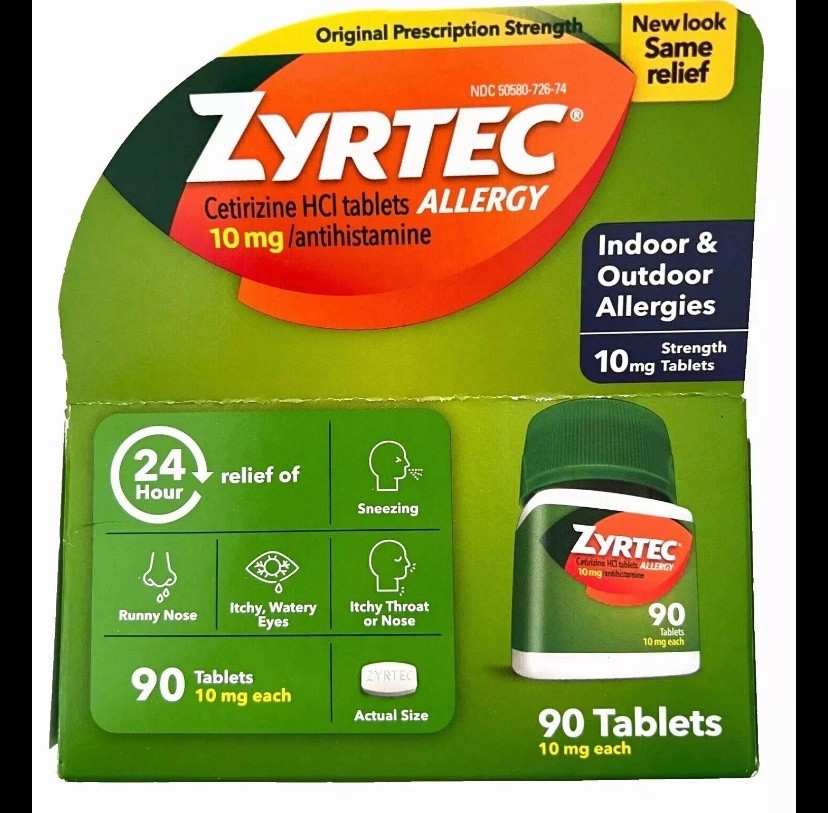Zyrtec Allergy Relief 10mg Tablets - 90 Count. 1 Package