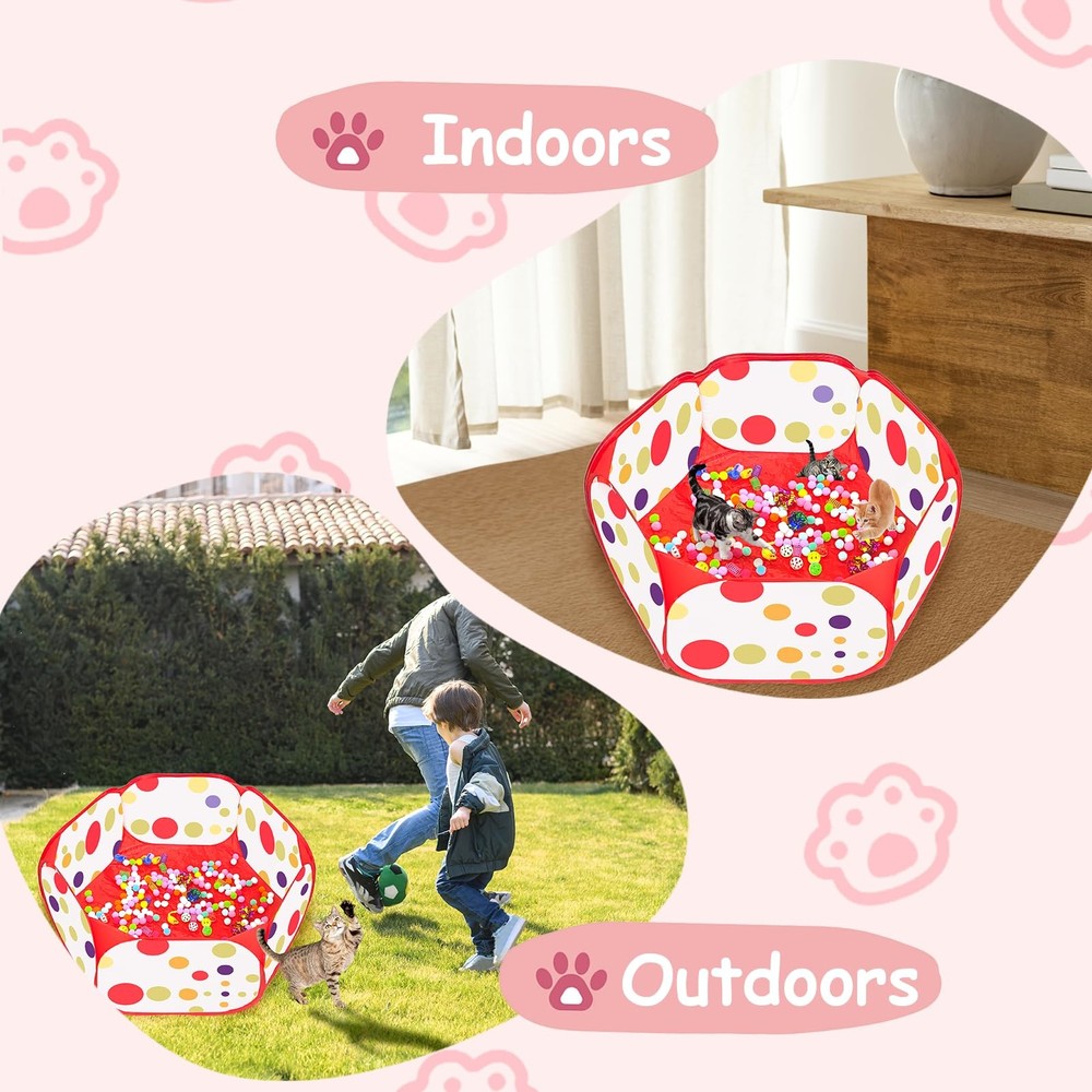Cat Ball Pit for Cats, Include 226 Pcs Interactive Toy Indoor Red