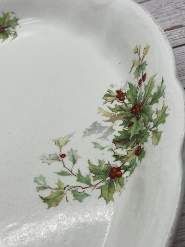 Vintage Holly Serving Dish 14” X 10”