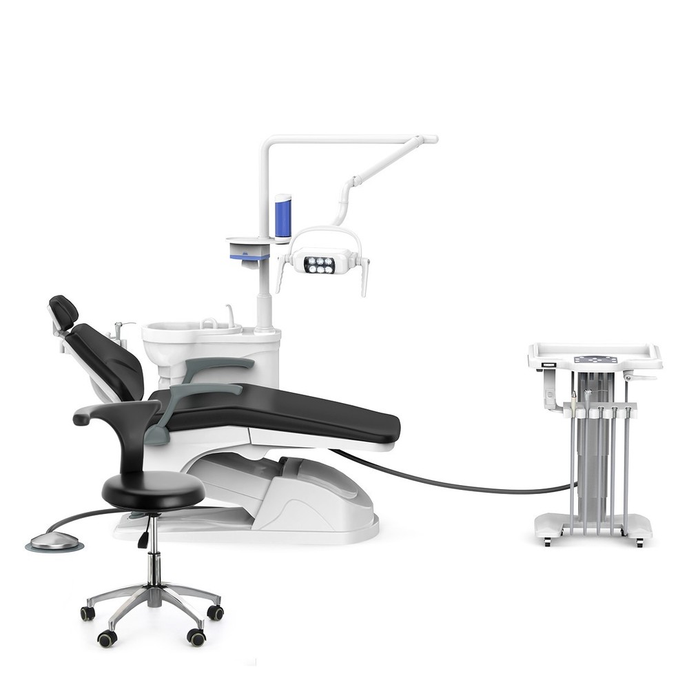 Dental Unit Chair Computer Controlled Doctor's Stool + Liftable Mobile Trolley