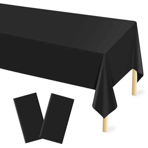 2 Pcs Plastic Tablecloth for Rectangle Table, 54 × 54" X 108" Rectangle Black