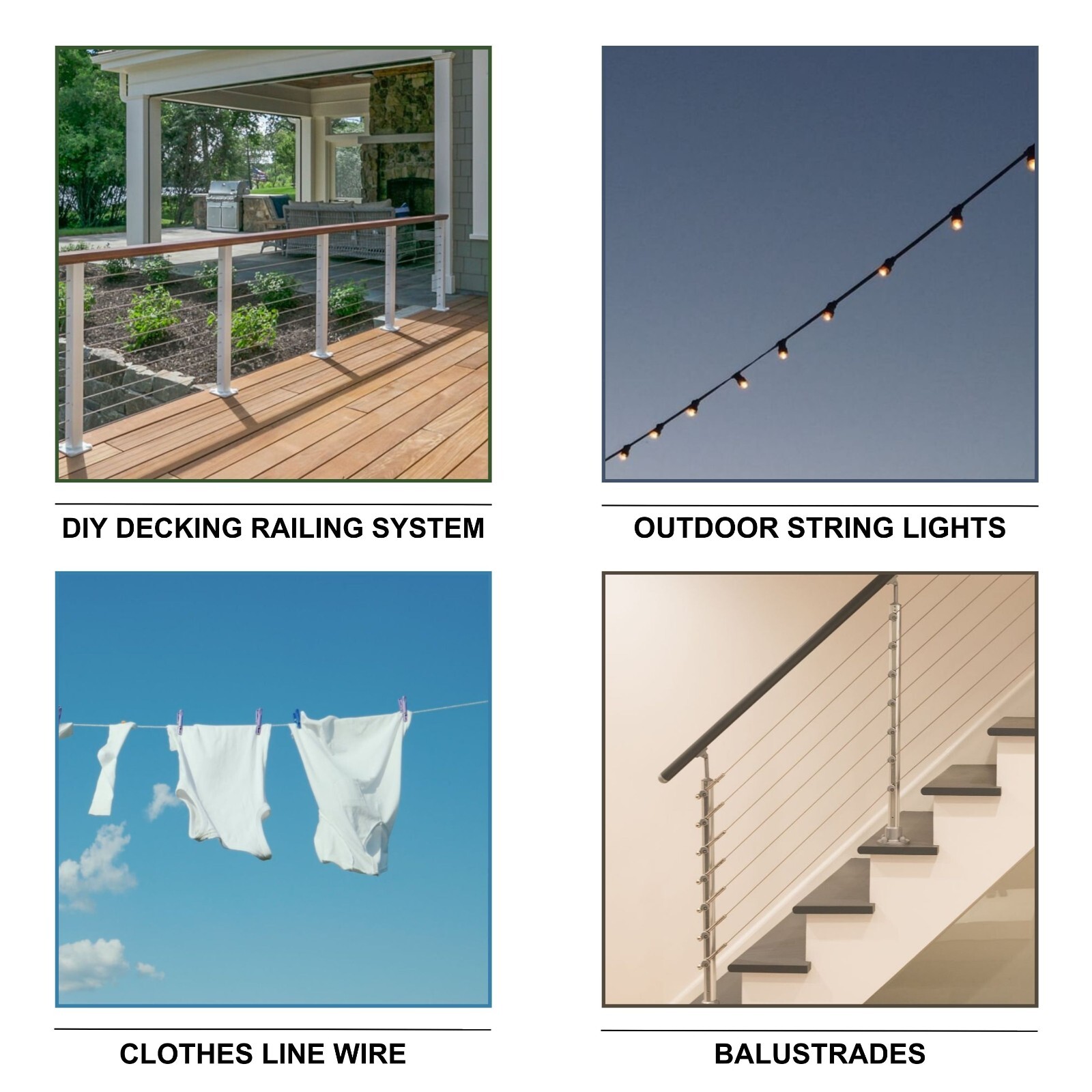 Black Vinyl Coated Stainless Steel 304 Cable Wire Rope 7x19 1/8" thru 3/16"