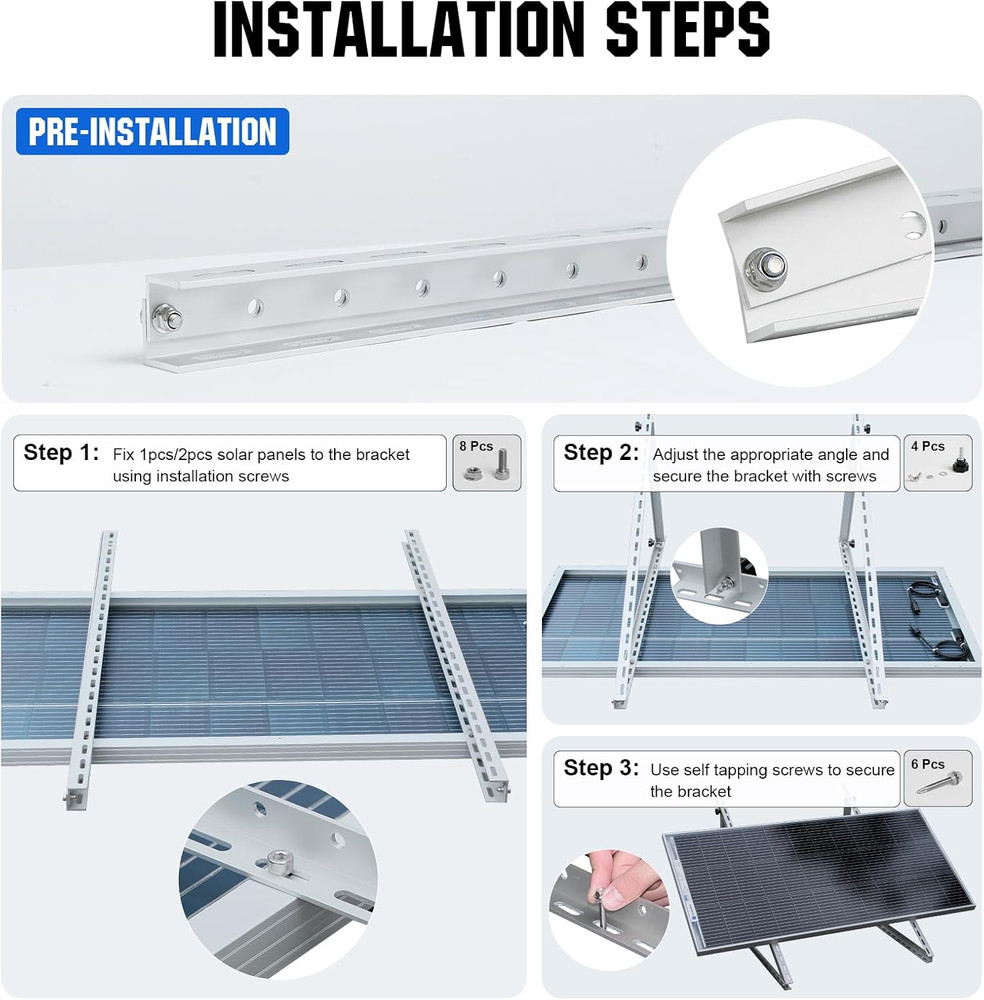 Upgraded 45In Solar Panel Mount Brackets, with Foldable Tilt Legs, Suitable for