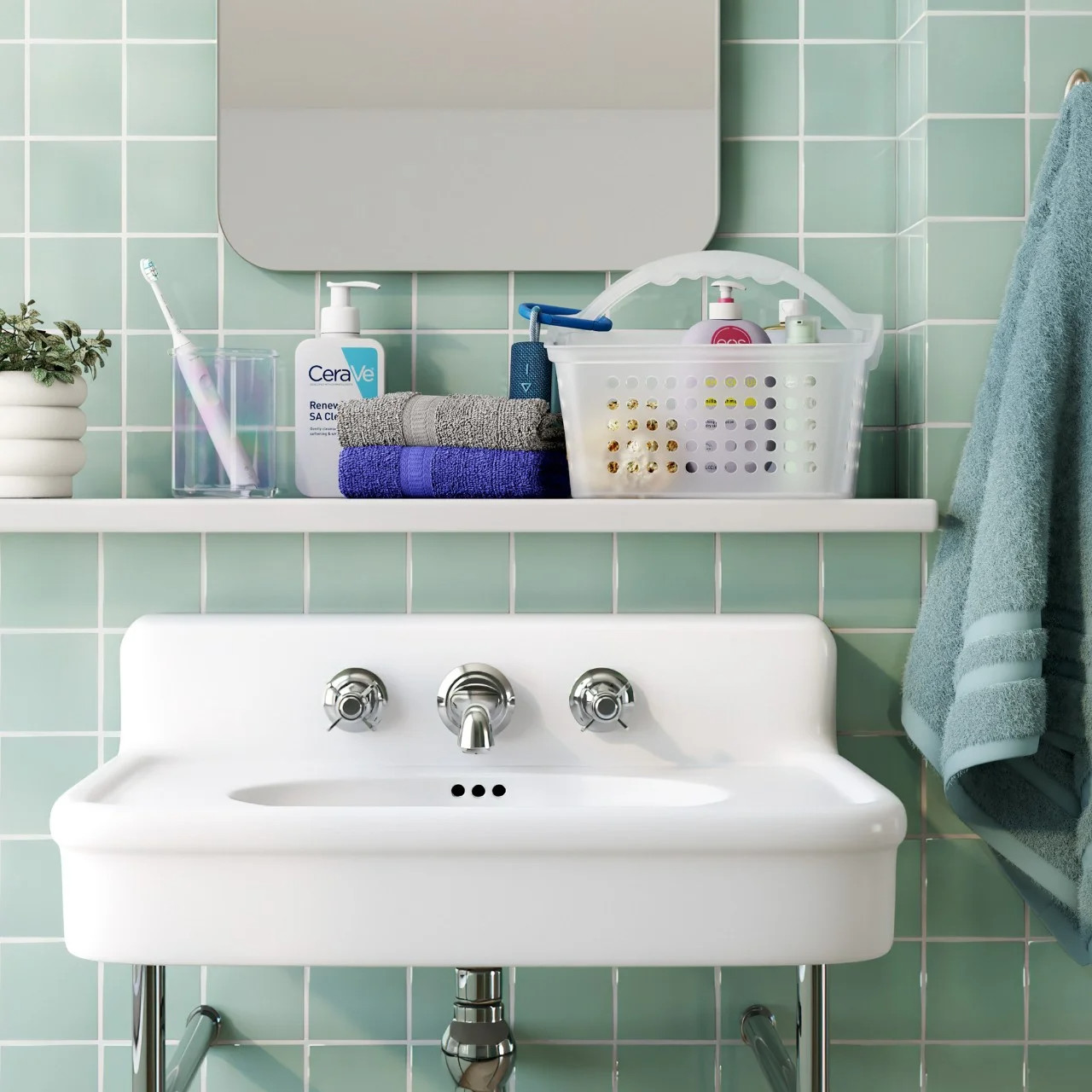 Mainstays Small Portable Shower Caddy Frost Plastic.Free shipping