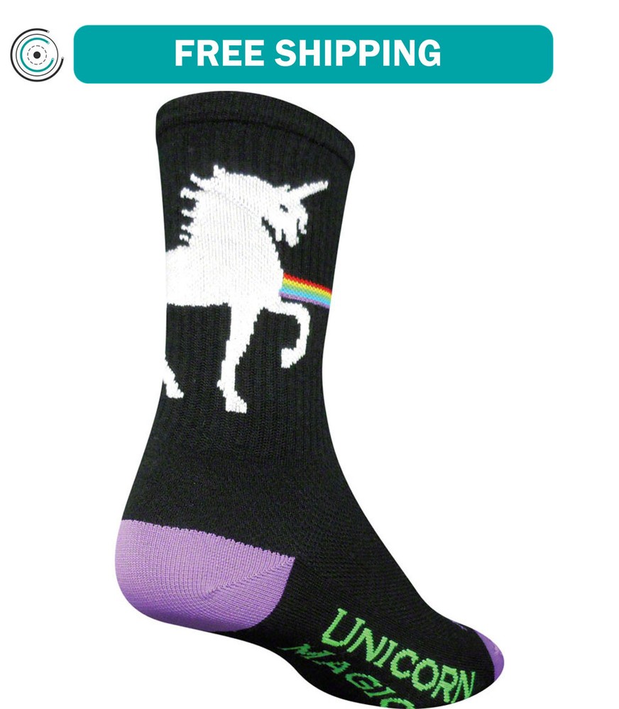 SockGuy Crew Unicorn Magic Socks - 6 inch, Black, Large/X-Large
