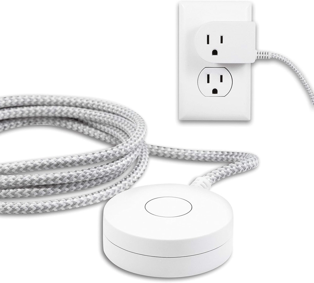 Grounded Plug with Braided Cord, 6 Ft Long Power Cable, On/Off Switch, for Table