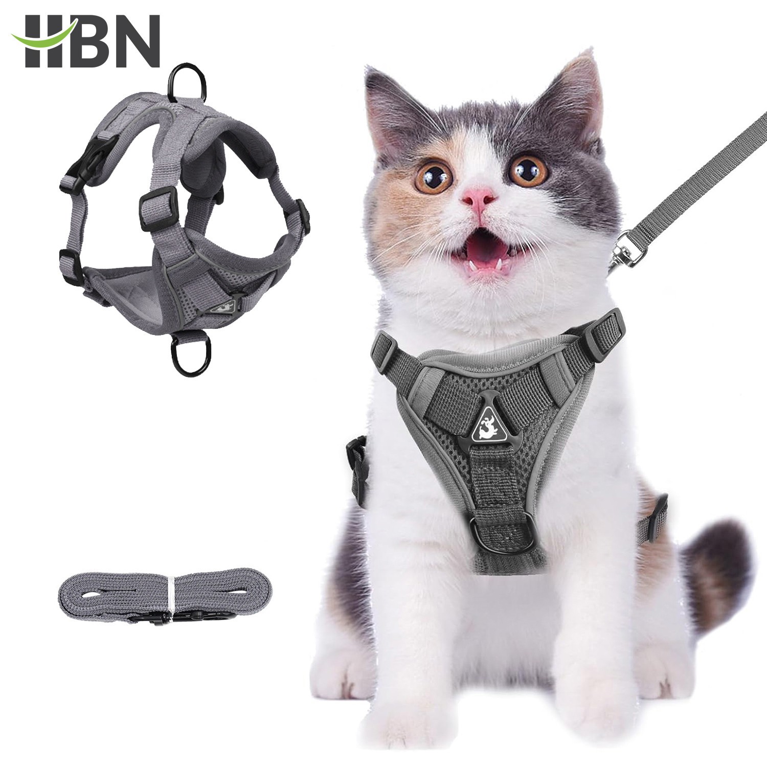 HBN Cat Harness and Leash Set for Walking, Escape Proof Soft Adjustable Vest
