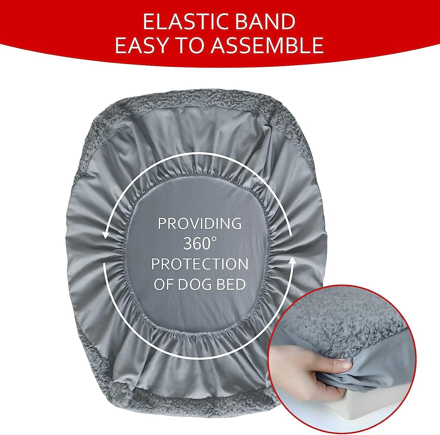 Waterproof Dog Bed Covers Plush Replacement Dog Pet Bed Mattress Cover Gray