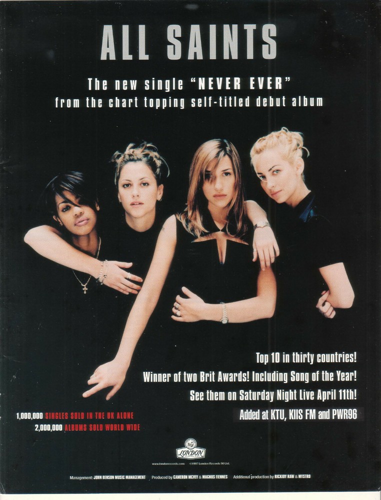 All Saints 1998 Ad- Never Never advertisement