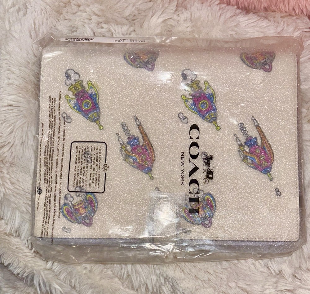 NEW Coach Rocket Print Chalk Multi Refined Pebble Leather Notebook Journal
