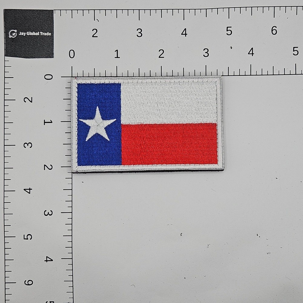 Texas State Flag Patch Hook and Loop Backing Embroidered Morale Patch 3x2 Inch