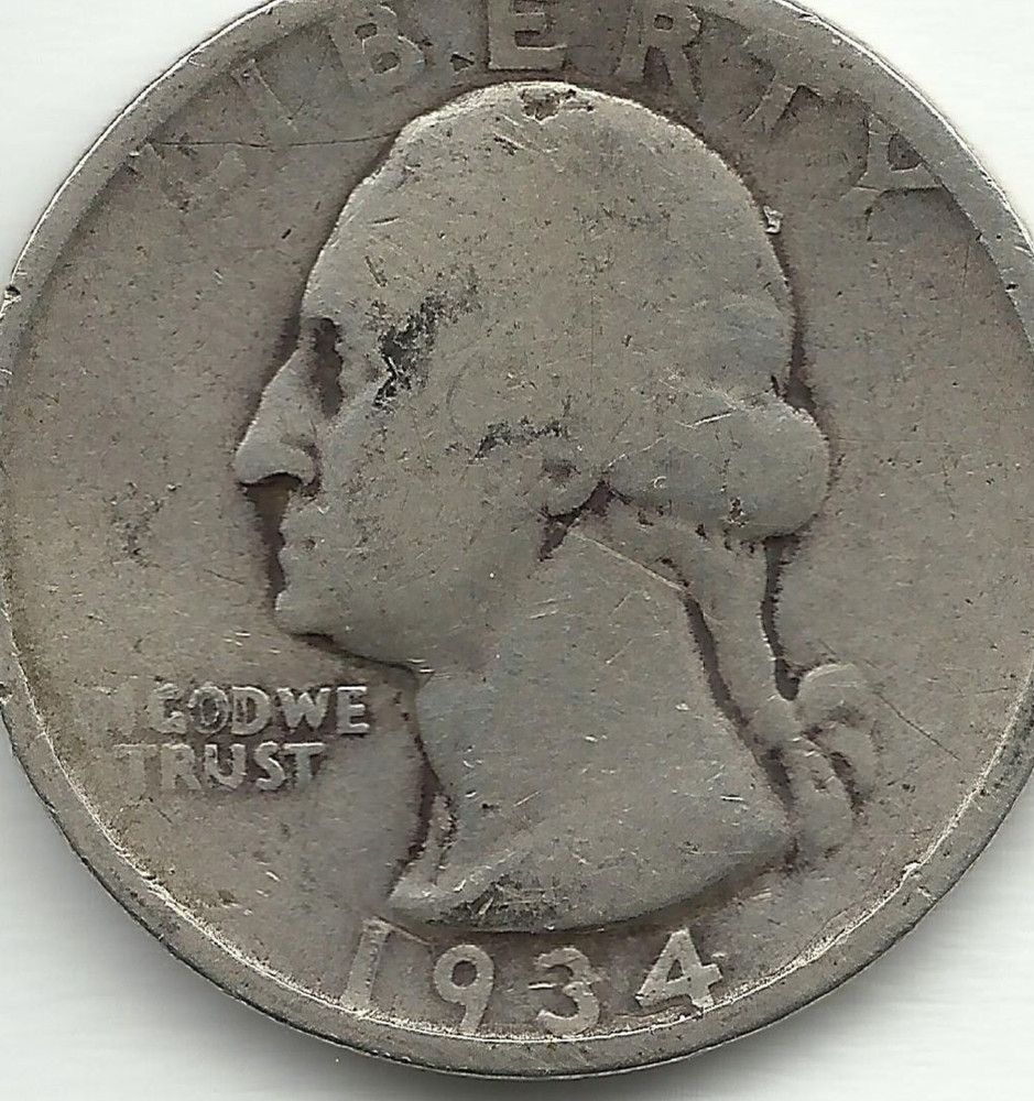 1934 Washington Quarter Coin Unknown Mint