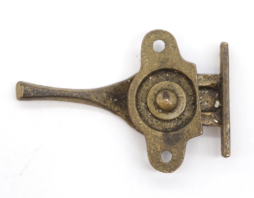 Vintage Lined Brass Plated Steel Window Sash Lock