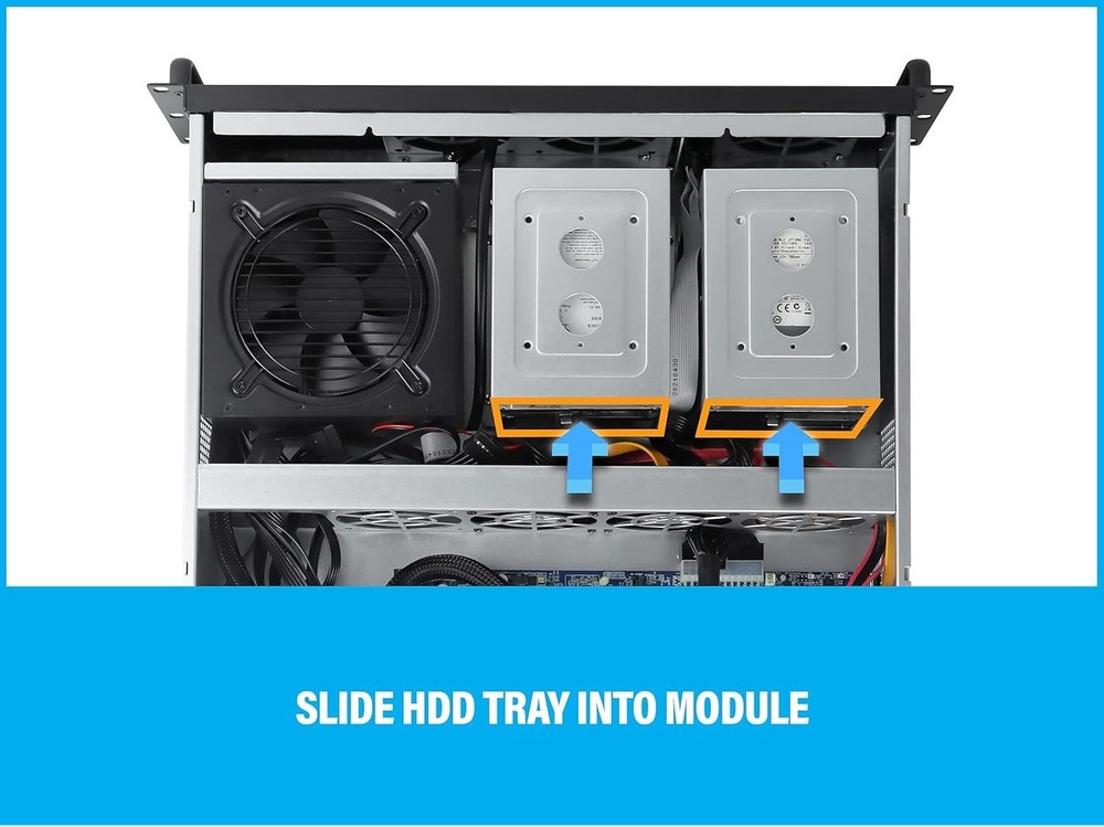 2U Rackmount Server Chassis - 4X 3.5" Bays, ATX Compatible & Quiet Cooling