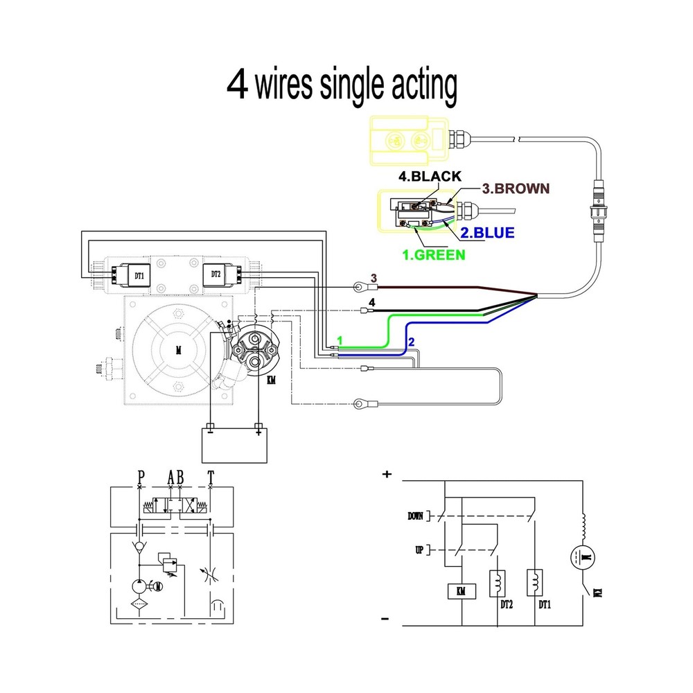 4 Wire Dump Trailer Remote Control Switch 12v DC Hydraulic Pump Power Unit Up...