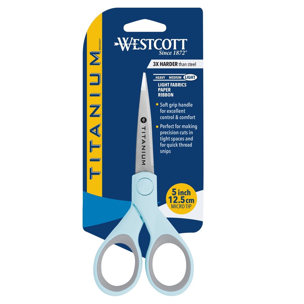Crafting Scissors, Micro-Tip, Titanium Bonded, Light Blue, Precision Sewing and