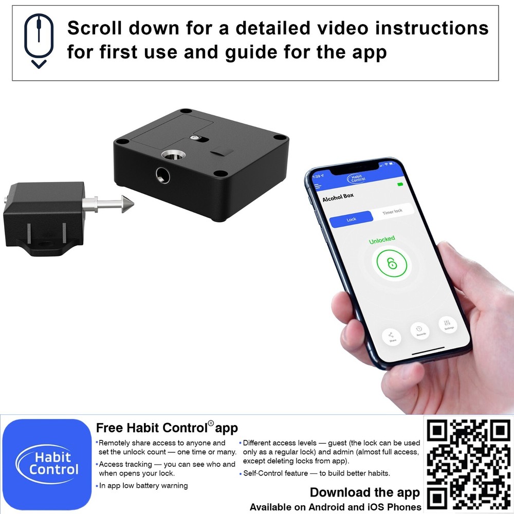Habit Control Timed Lock Box with App Controlled Lock | Timer and Regular Lock