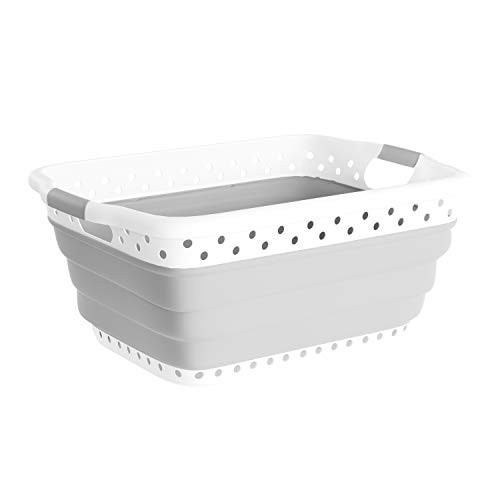 Collapsible Plastic Laundry Basket - Space-Saving Portable Clothes Hamper