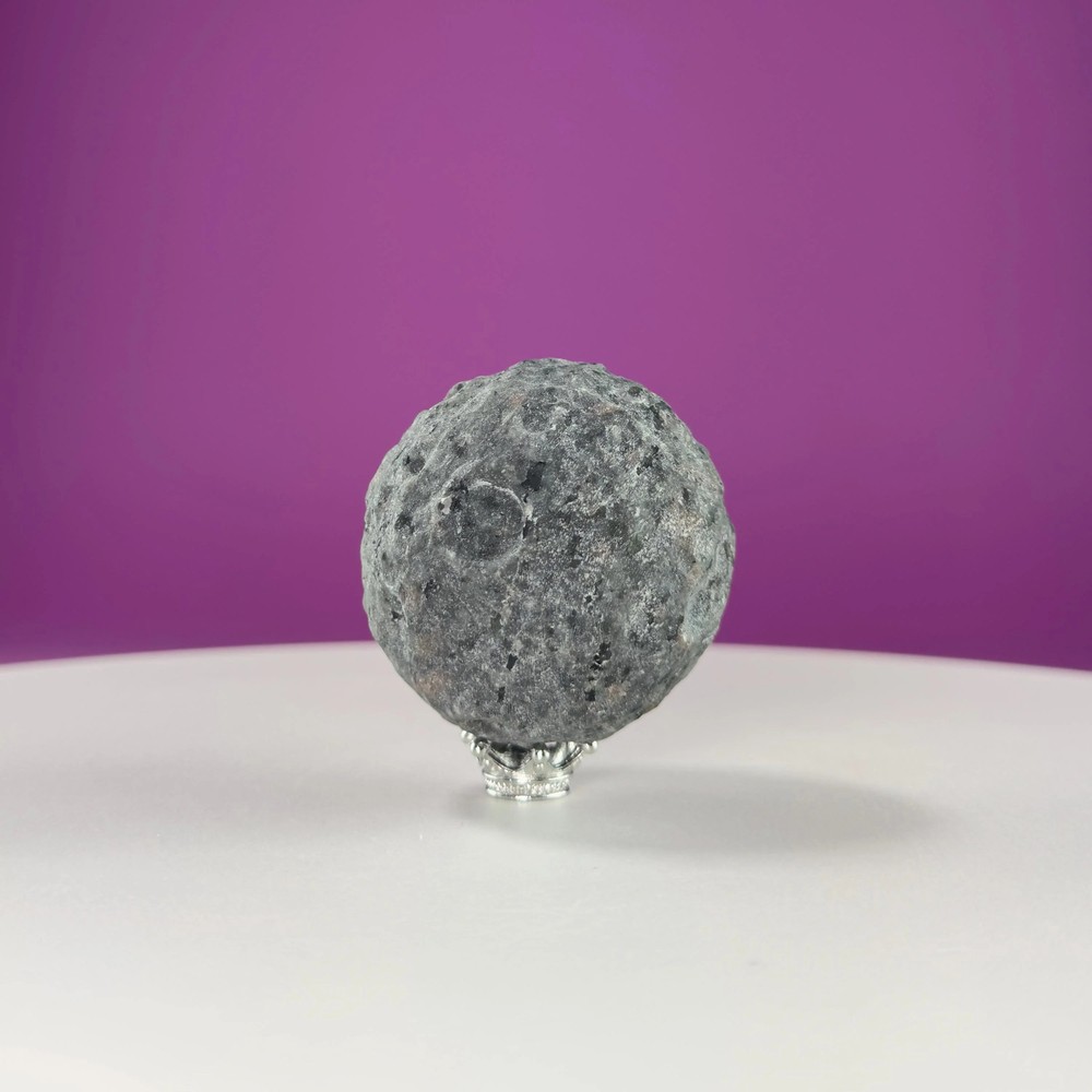 Yooperlite Moon Sphere (Includes Silver Stand), UV Reactive