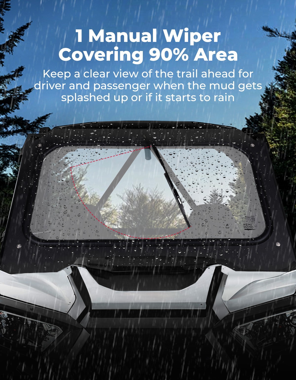 Glass Windshield W/Manual Wiper For 2014-2018 Polaris RZR XP 1000/ 4 Turbo Trail