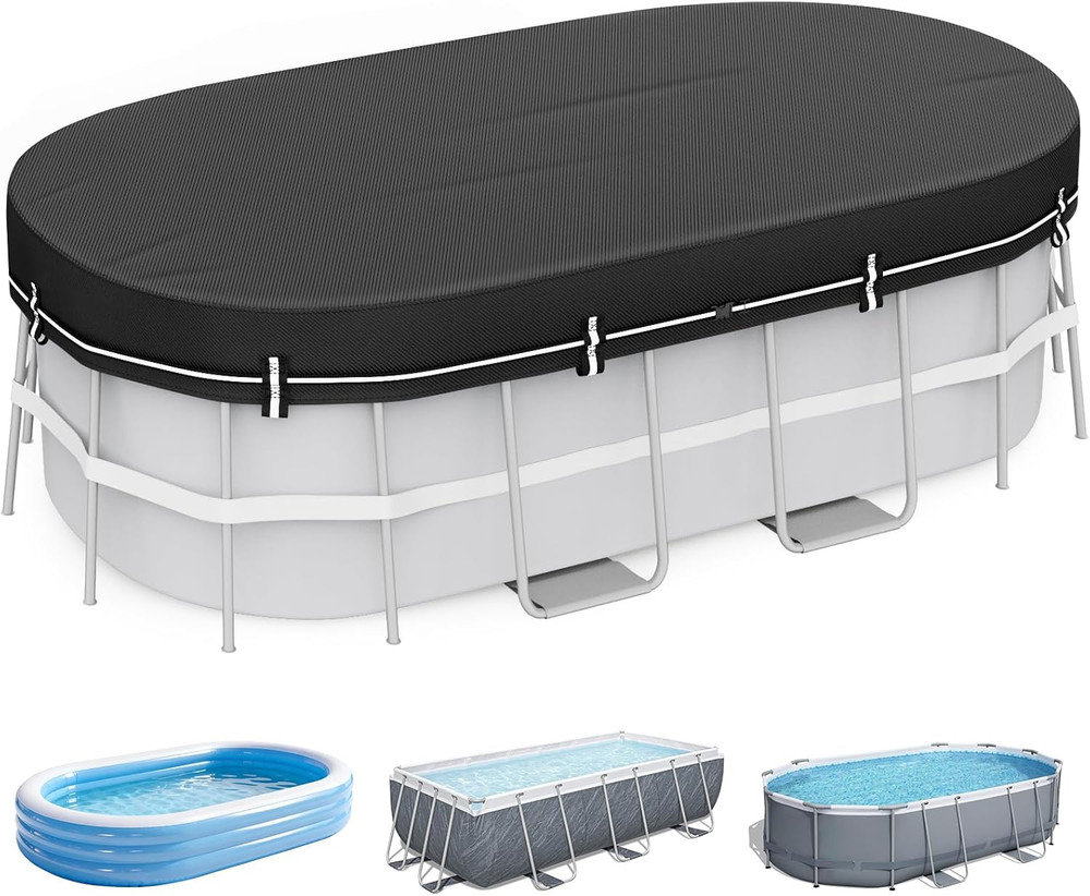 10X16 FT Rectangular Pool Covers for above Ground Pools, 420D Solar Oval Pool Co