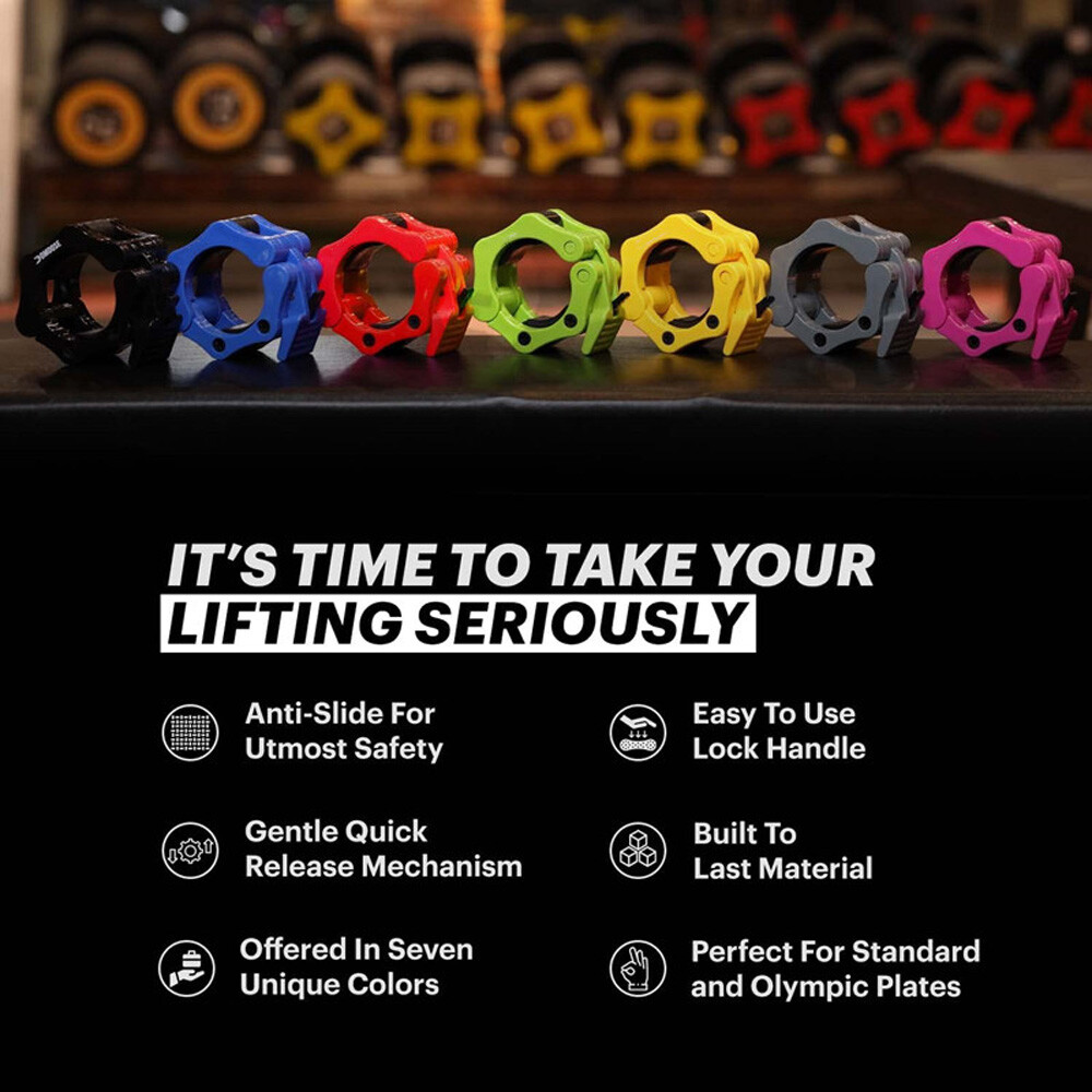 Olympic 1-2" Inch Barbell Clamps Quick Release Standard Bar Weight Plates USA