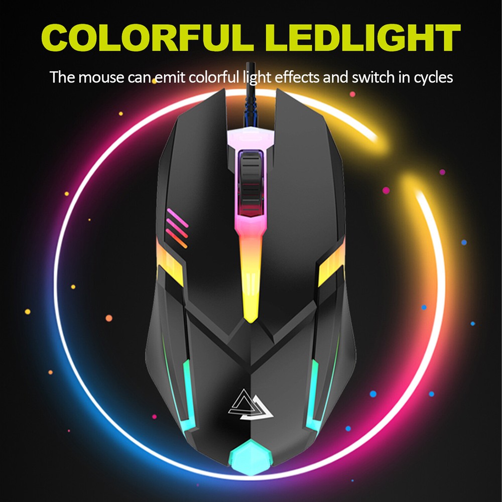 Computer Desktop Gaming Keyboard and Mouse Mechanical Feel Led Light Backlit PC