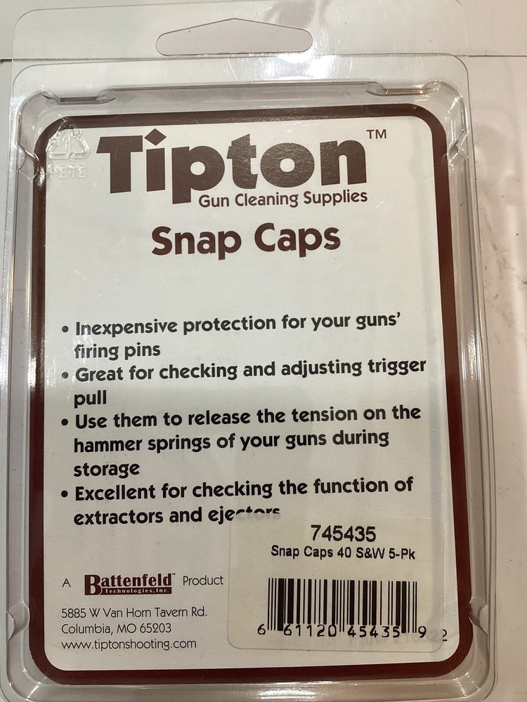 5 Tipton Snap Caps in 40S&W