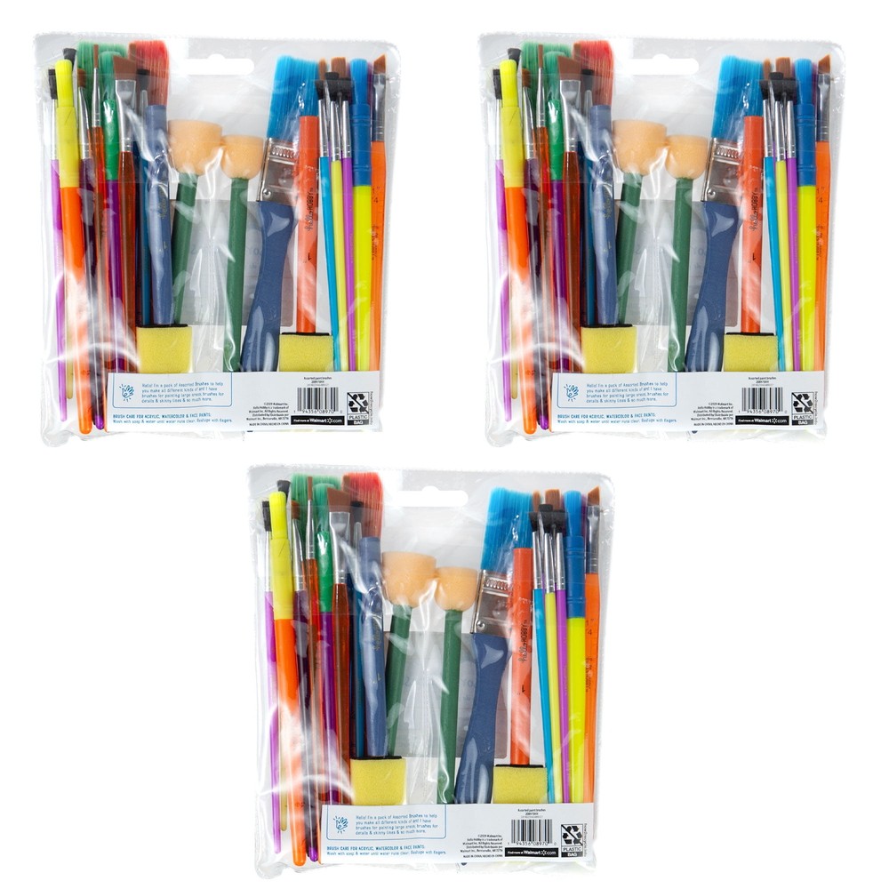 Hello Hobby Assorted Paint Brushes, 25 Count