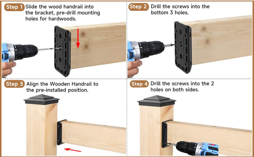 40 PCS Deck Railing Brackets for 2x4 Wood Post Connectors w/ Screws & Drill Bit