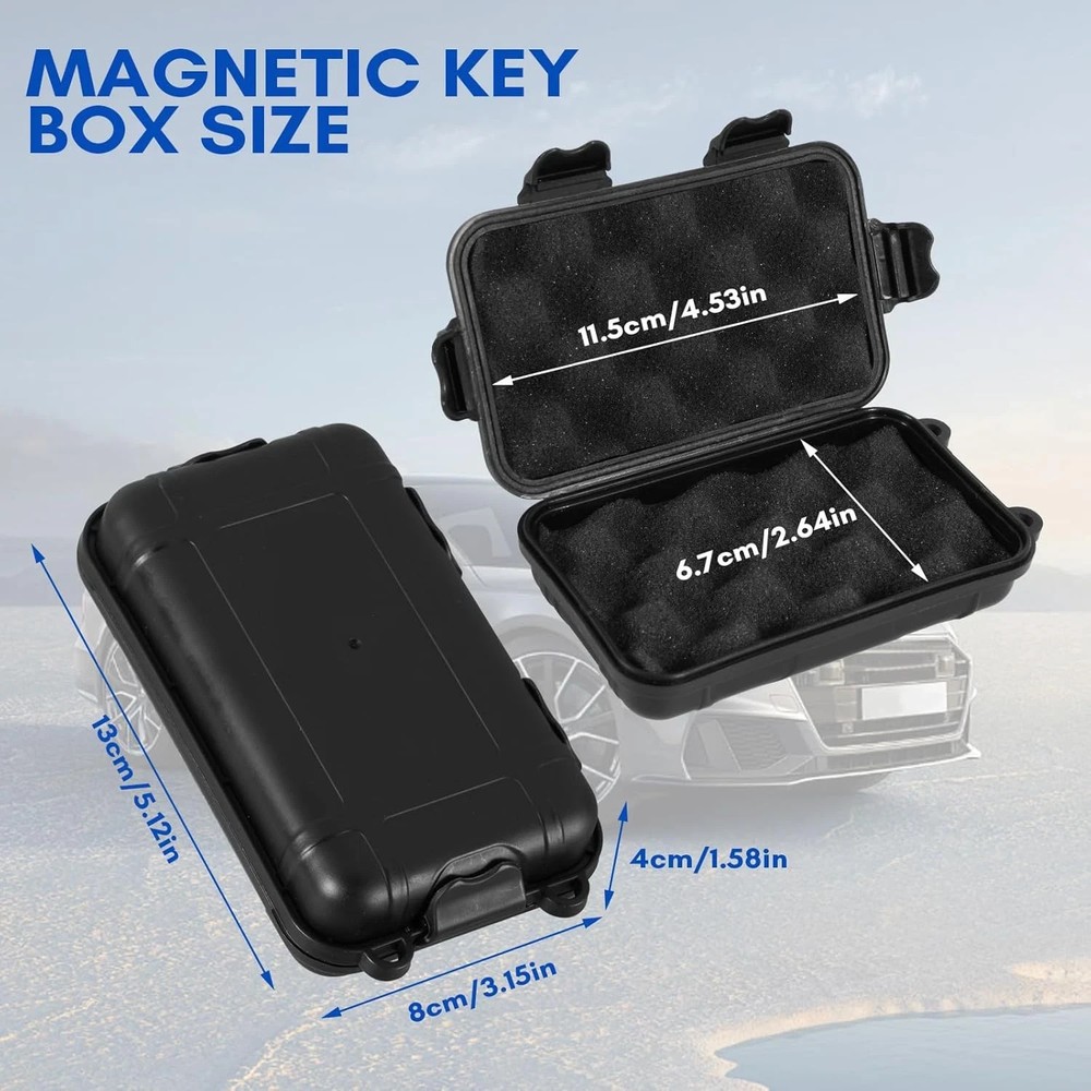 2 Pack Magnetic Key Holder Box - Waterproof & Dustproof Hide a Key Box for Car,