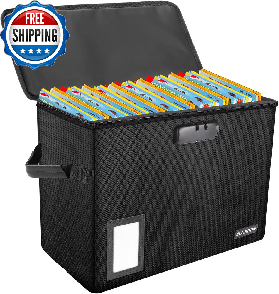 Comic Book Storage Box Fireproof & Water Resistant Comic Book Box with Lock...