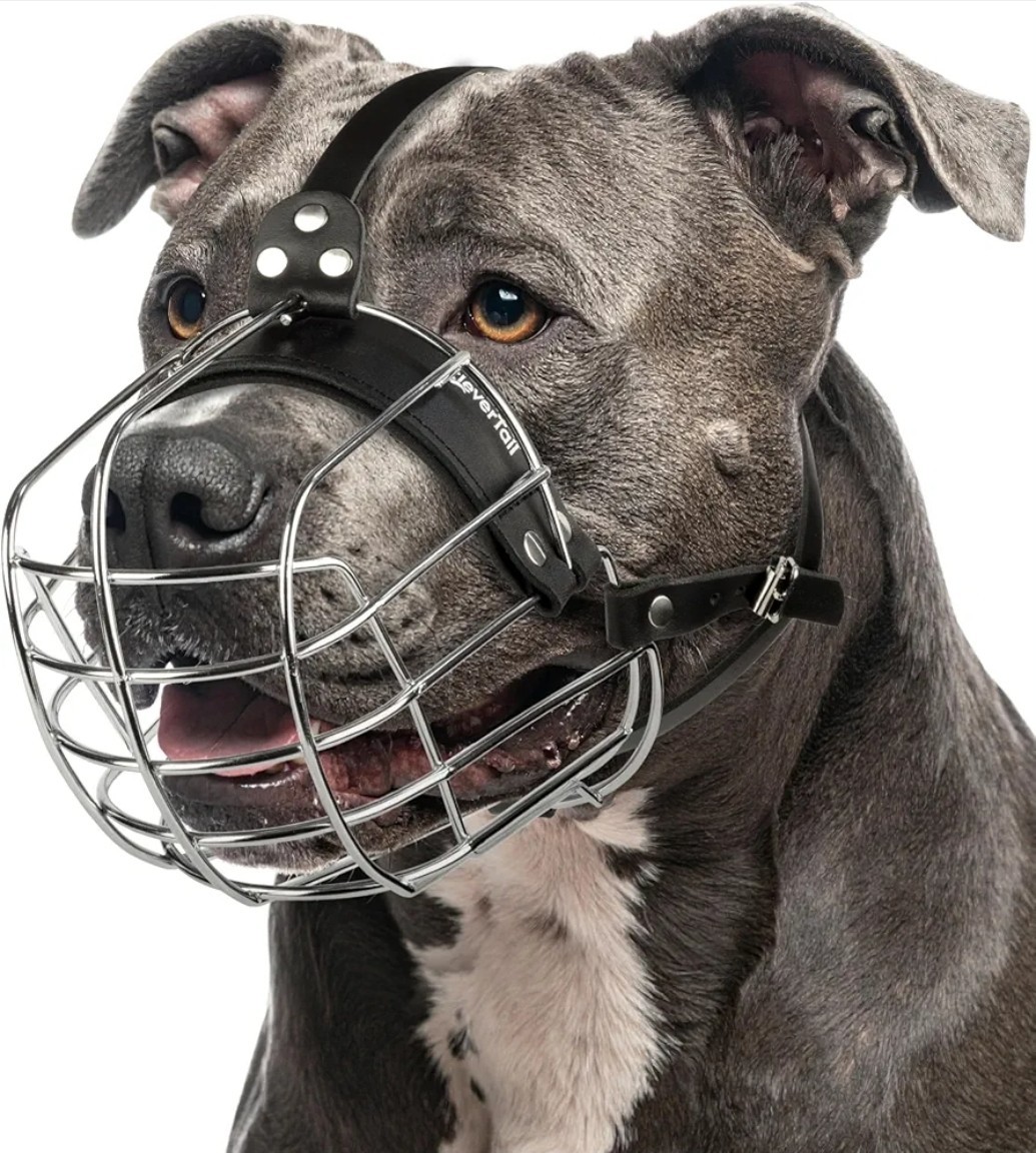 Pitbull Dog Muzzle Breathable Metal Basket for Large Dogs NEW