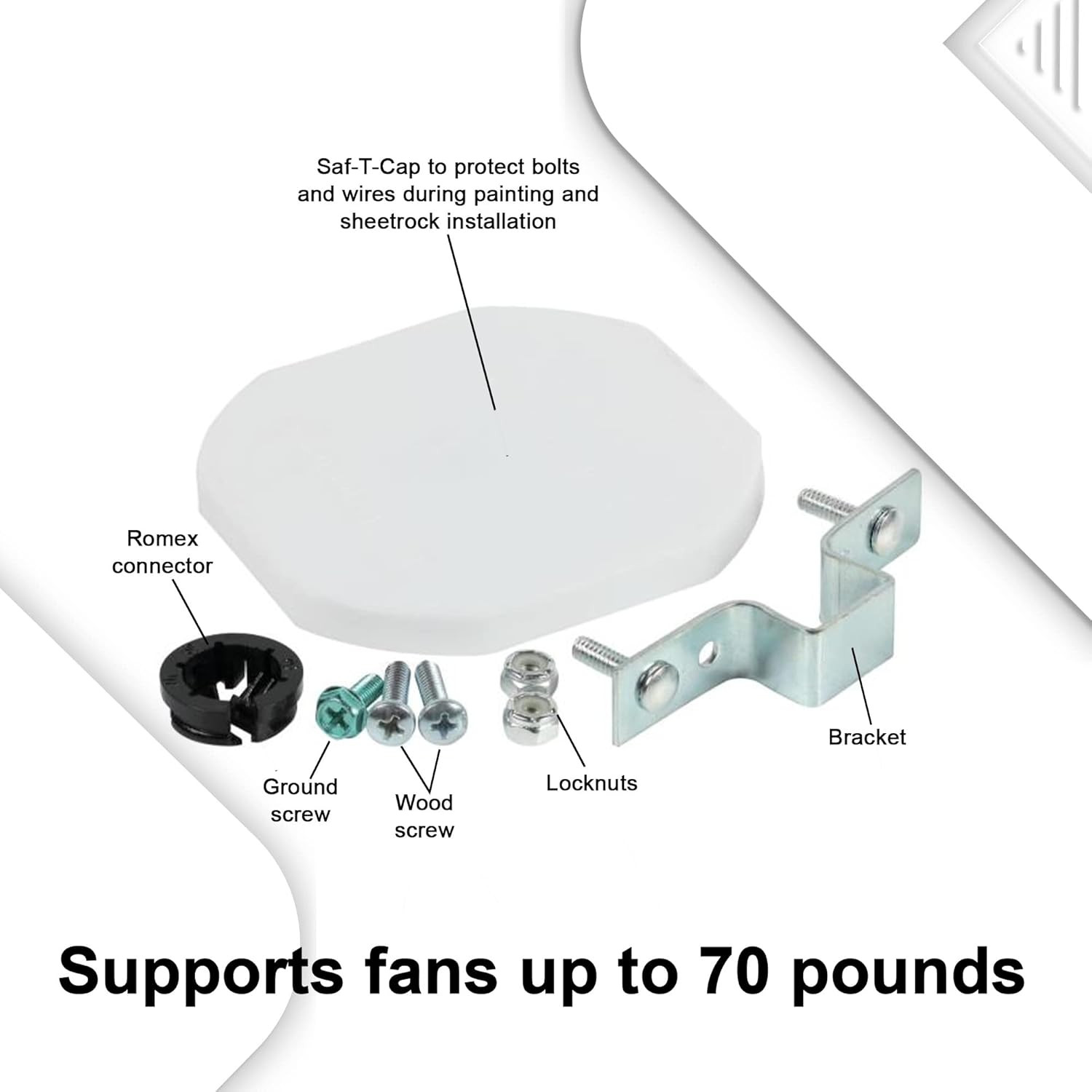 Westinghouse Saf-T-Brace Ceiling Fan Mounting Kit, 3 Teeth, 3 Pack