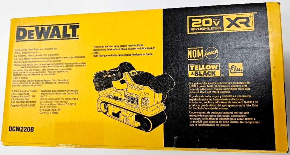 DeWalt DCW220B 20V Cordless 3" x 21" Belt Sander Brushless 20 Volt XR Brushless