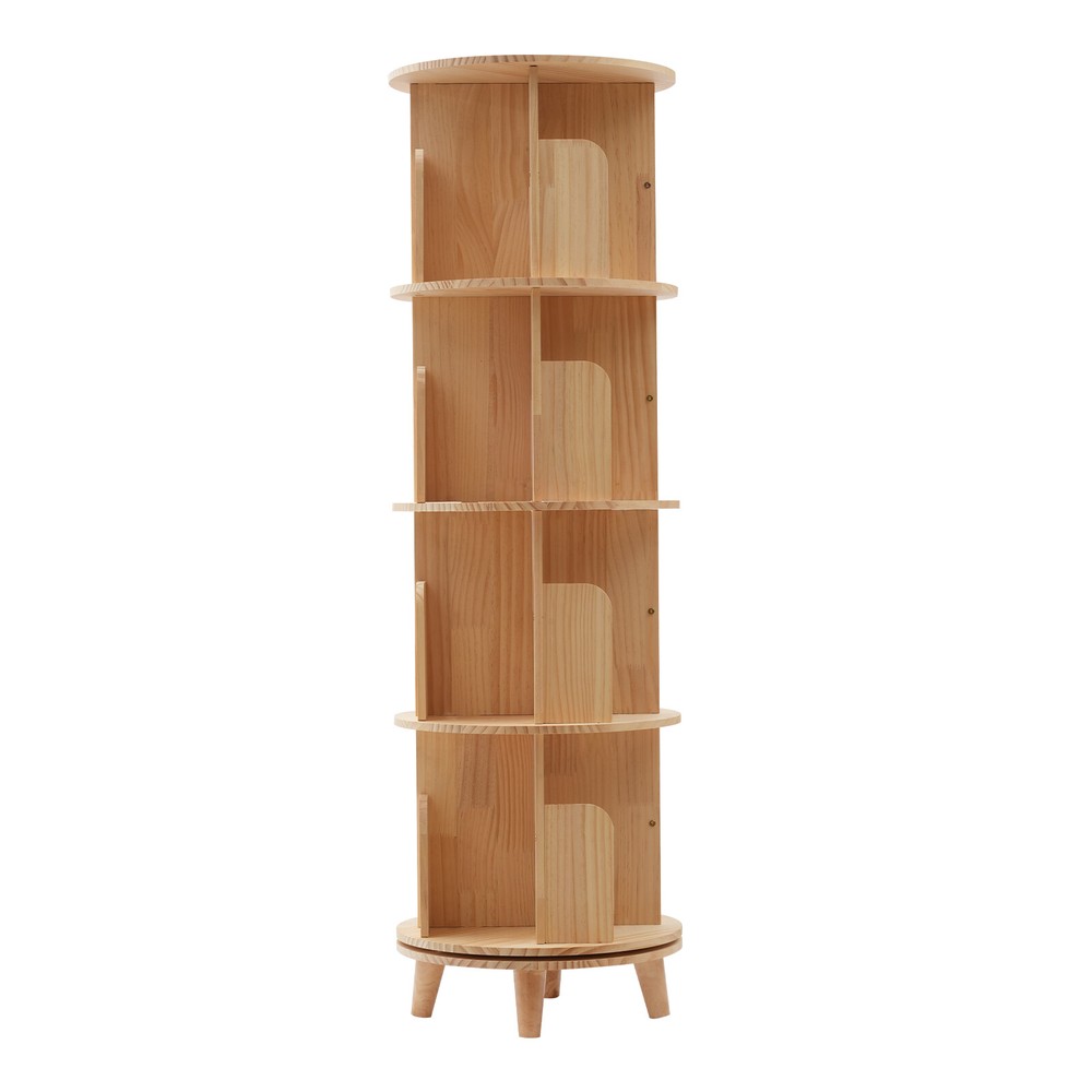 4 Layers Rotating Bookshelf Bookcase Storage Rack Floor Standing Display Holder