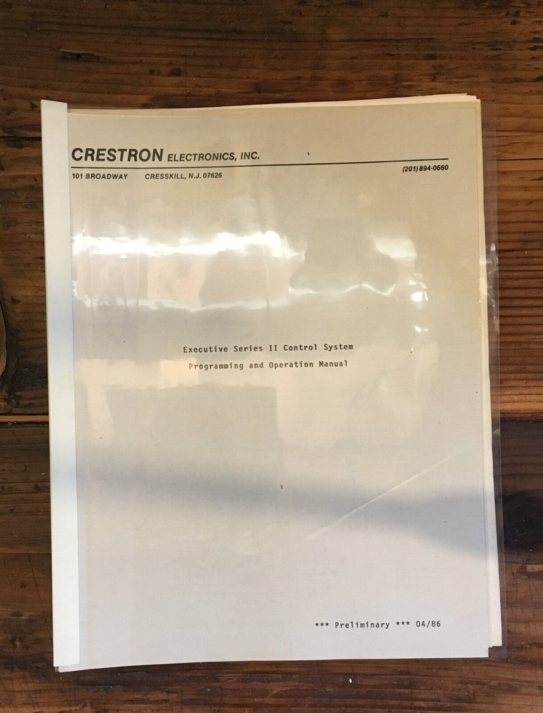 Crestron Electronics Executive Series II  Configuration / User Manual *Original*