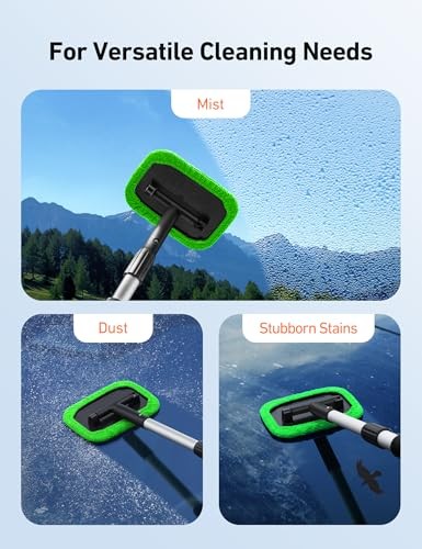 Windshield Cleaner, Microfiber car Window Cleaner with 4 Reusable and green