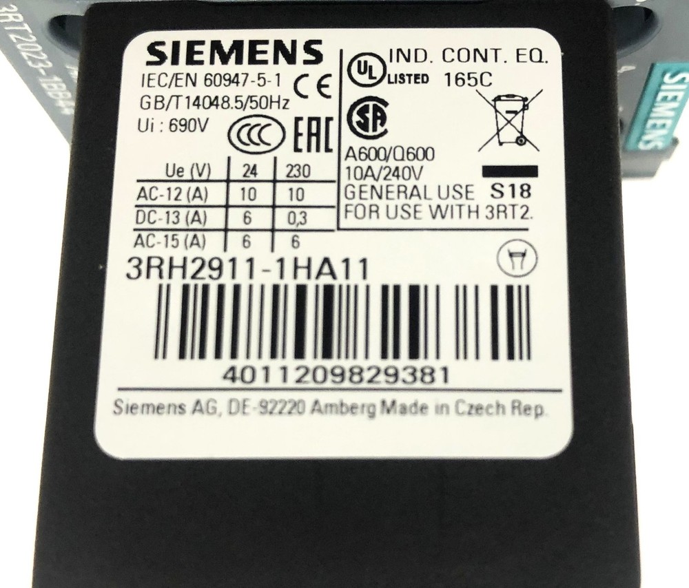 Siemens Power Contactor 3RT2023-1BB44 NOS