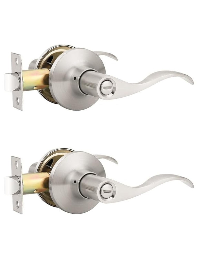 Mengico 2 Pack Satin Nickel Privacy Function - Keyless,