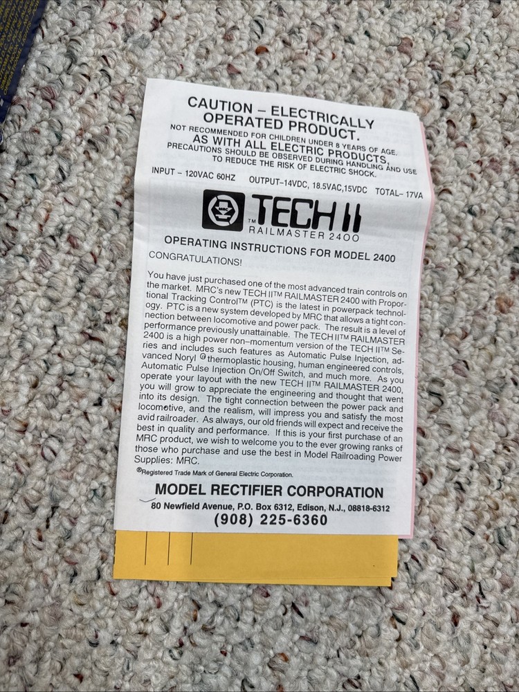 MRC Tech 2 II Railmaster 2400 Model Train Engine Speed Control Rail Master USA