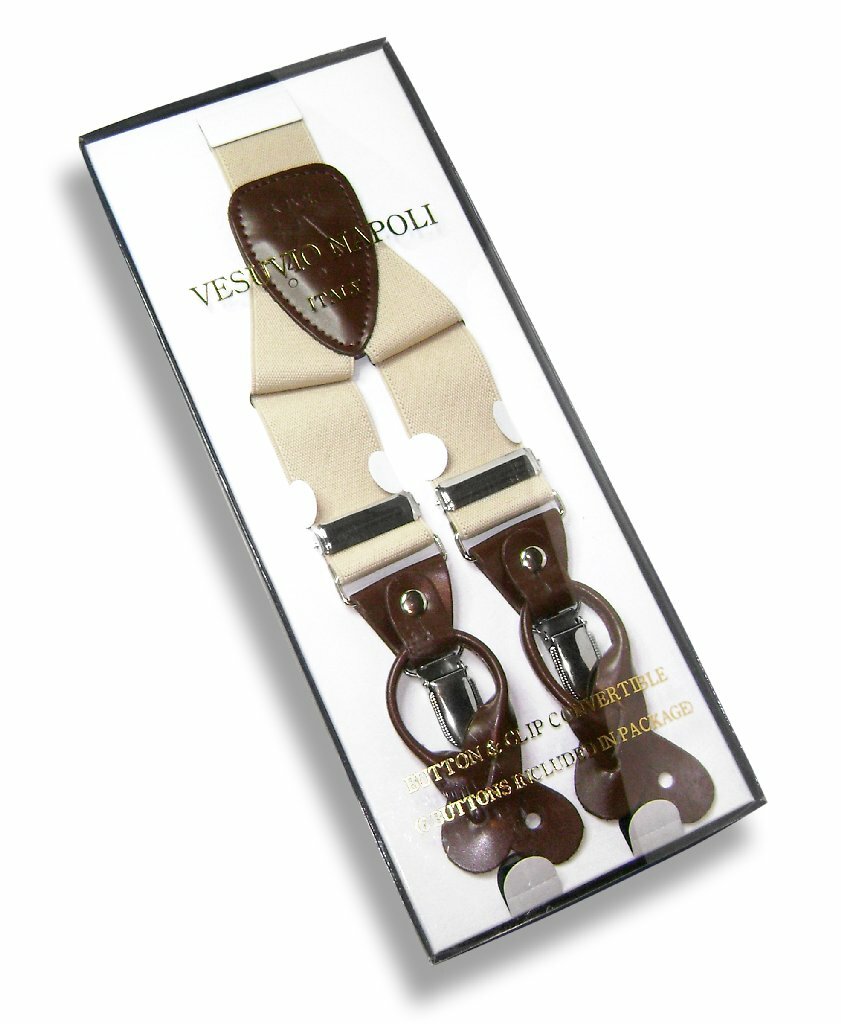 Men's SUSPENDERS Y Shape Back Elastic Button & Clip Convertible Solid Colors