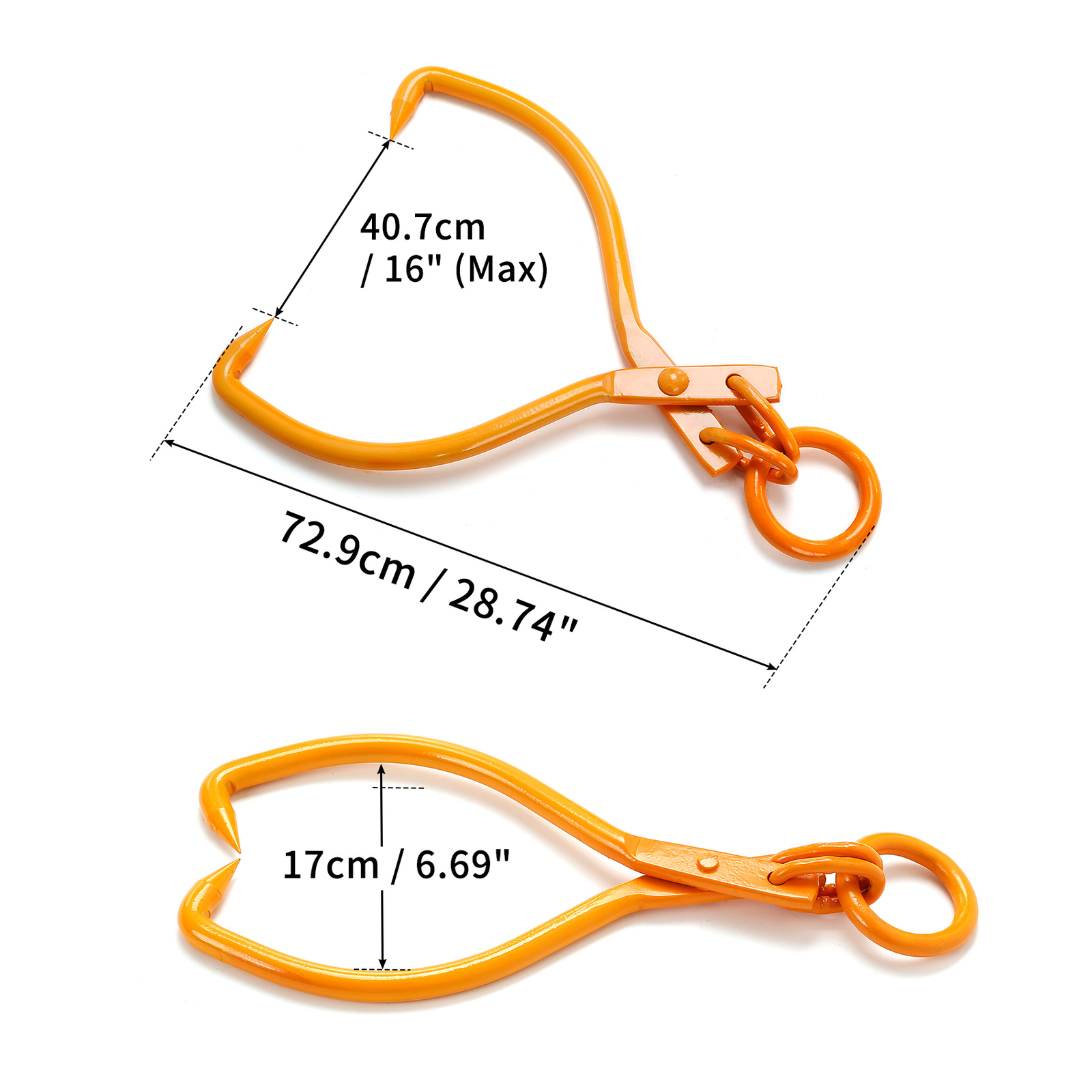 16" inch Timber Log Grab Skidding Tongs Wood Handle Claw Hook Log Lifter Lifting