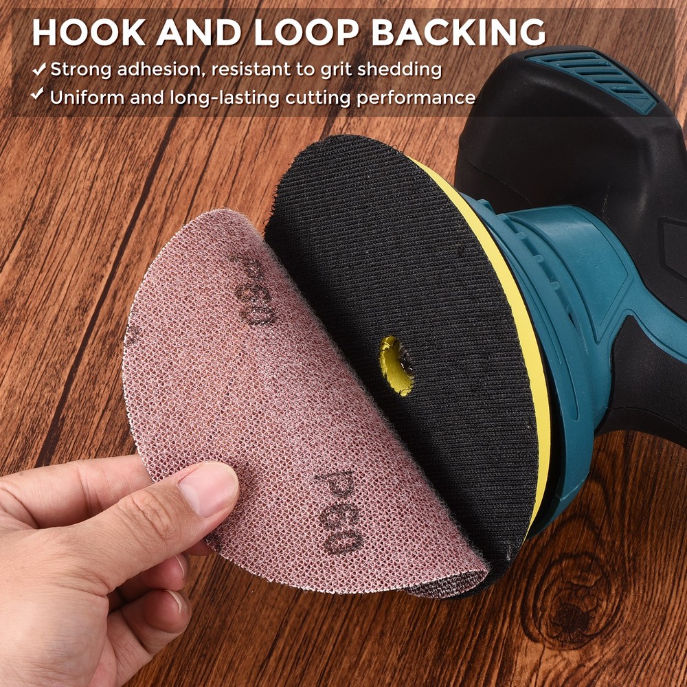 50 Pcs 6 Inch 80 Grit Hook and Loop Grid Sanding Discs