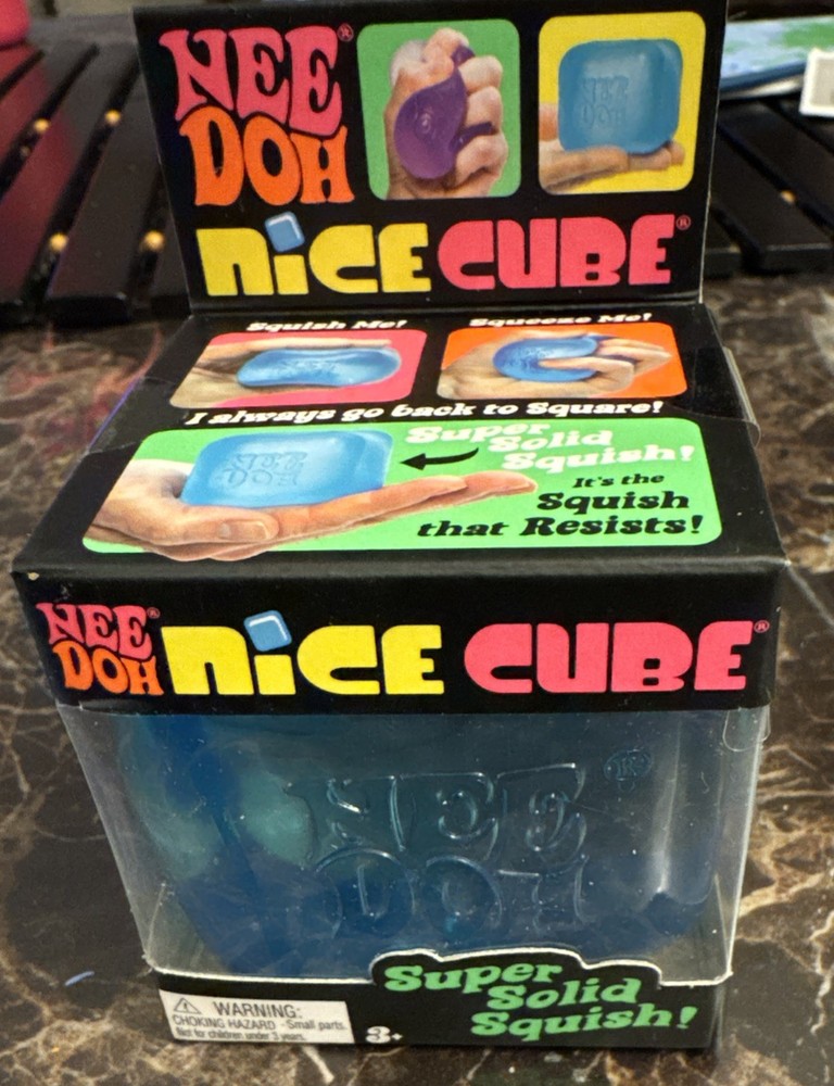Nee Doh Nice Cube - Super Solid Squish! (Blue) - Brand New/Factory Sealed!