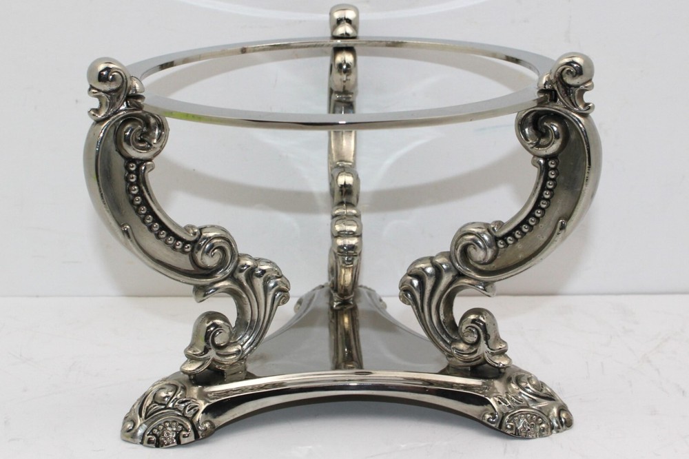 Godinger 1960's Silver Plated Ornate Bowl Pillar Stand in excellent condition
