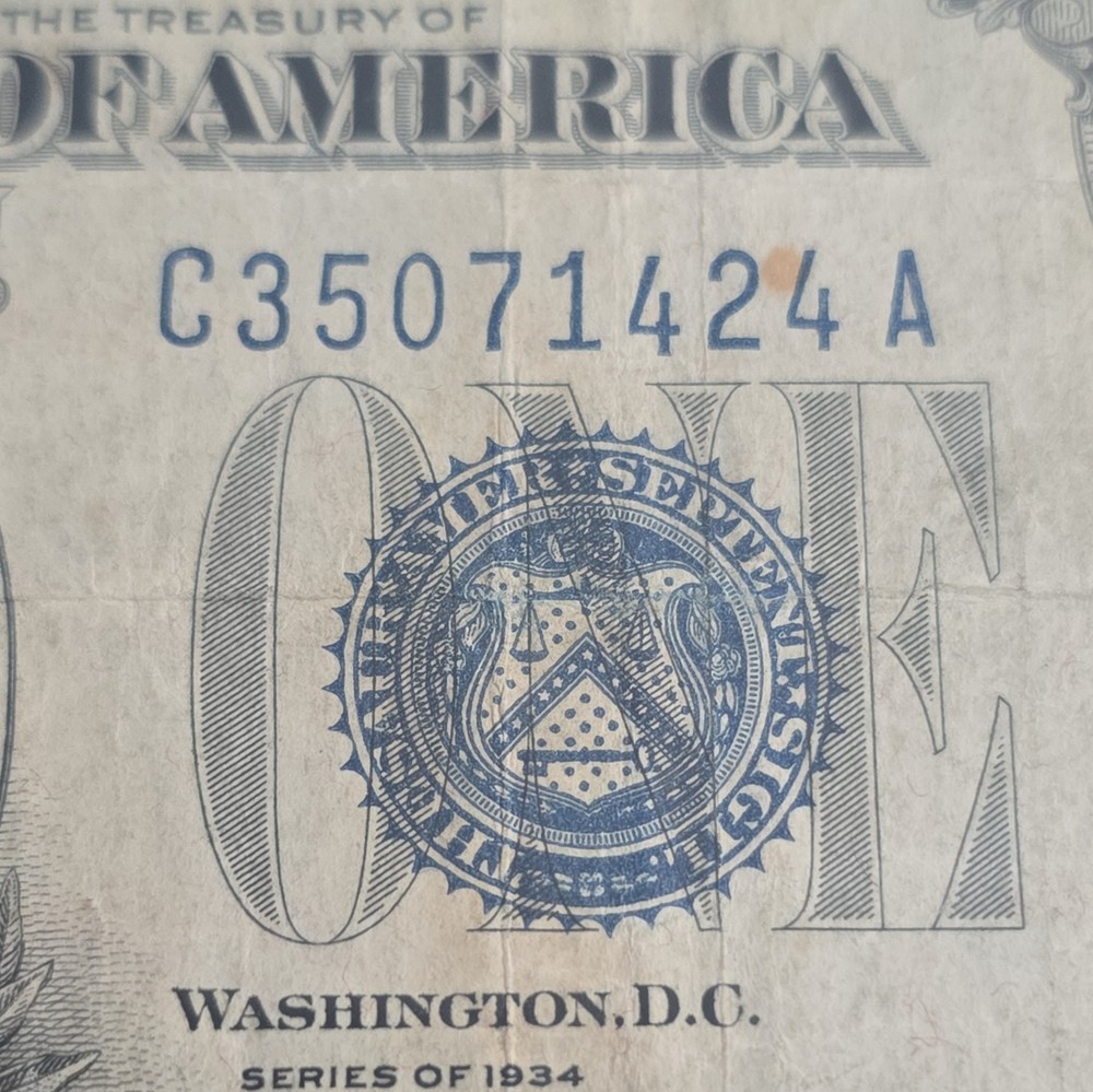 $1 1934 FUNNY BACK Silver Certificate One Dollar Note!!!!! F