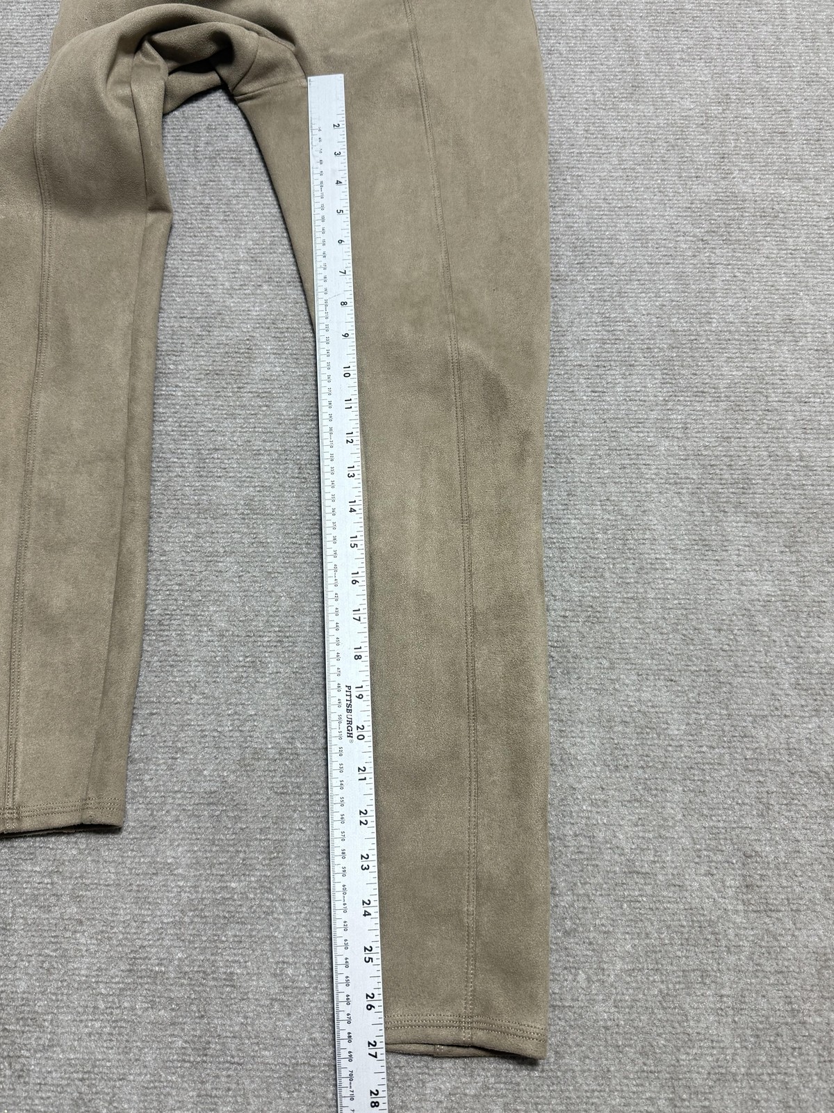 Spanx Pants Womens Small Tan Faux Suede Leggings Pull On High Rise Shaping