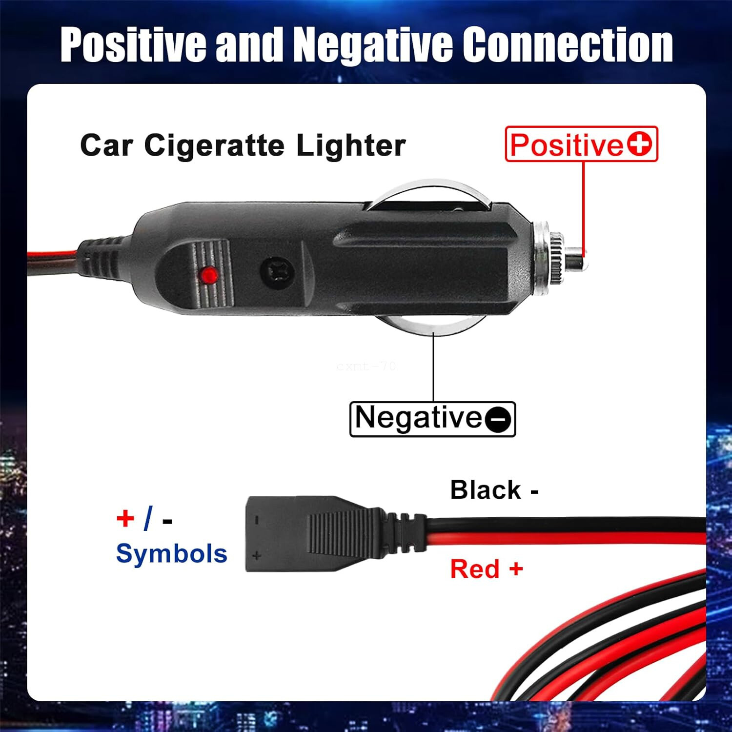 CB Radio Power Cable 3-Pin Plug & Car Cigarette Lighter Socket 12V for Uniden