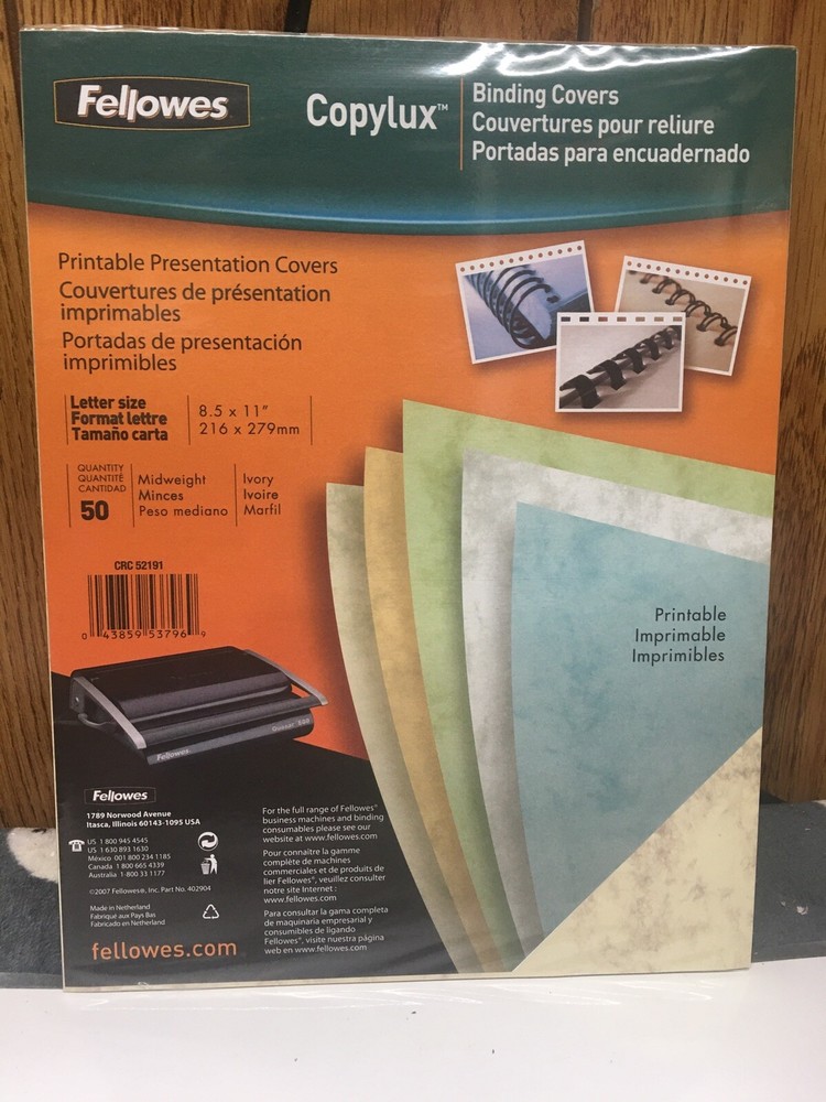 Fellowes CRC52191 Copylux Binding Covers. 2 Pk
